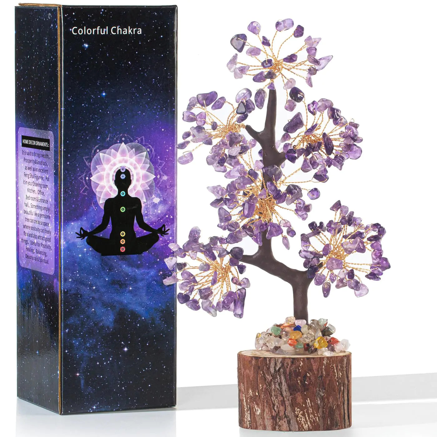 Purple Office Home Decor for Positive Energy Purple Tree Amethyst Crystal Tree of LifeFeng Shui Decor Money Bonsai Trees for Meditation