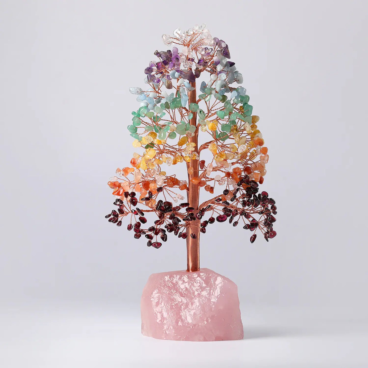 Natural Crystal Chip Handcrafted Copper Wire Tree Decor