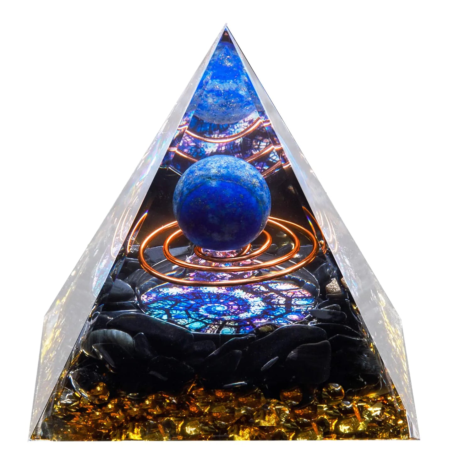 Orgone Crystal Pyramid Lapis Lazuli Healing CrystalOrgonite Protection Crystals Energy Generator for Attract Wealth Success and Prosperity