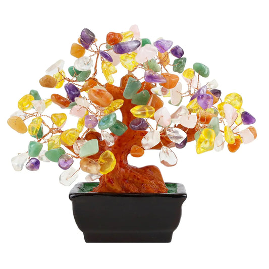 Natural Colorful Crystal Tree Money for Office Home Room Desk Decor Positive Spiritual Energy Meditation Feng Shui Crystals Bonsai Trees Luck Wealth Birthday Gifts for Women