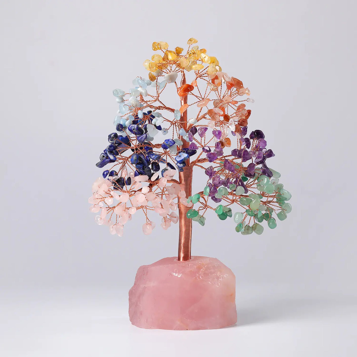 Natural Crystal Chip Handcrafted Copper Wire Tree Decor