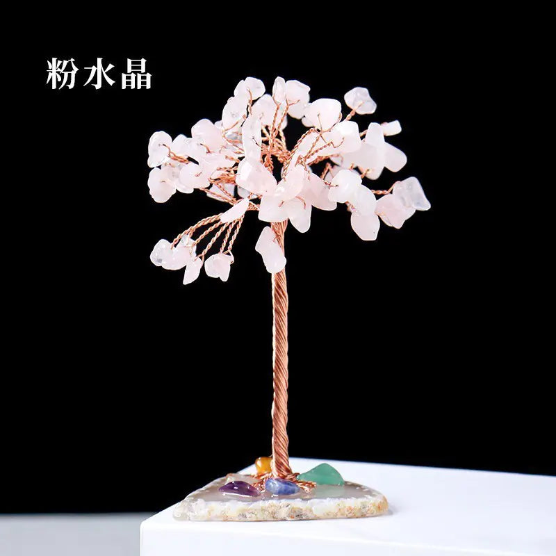Natural Colorful Crystal Tree with Amethyst Base Decor