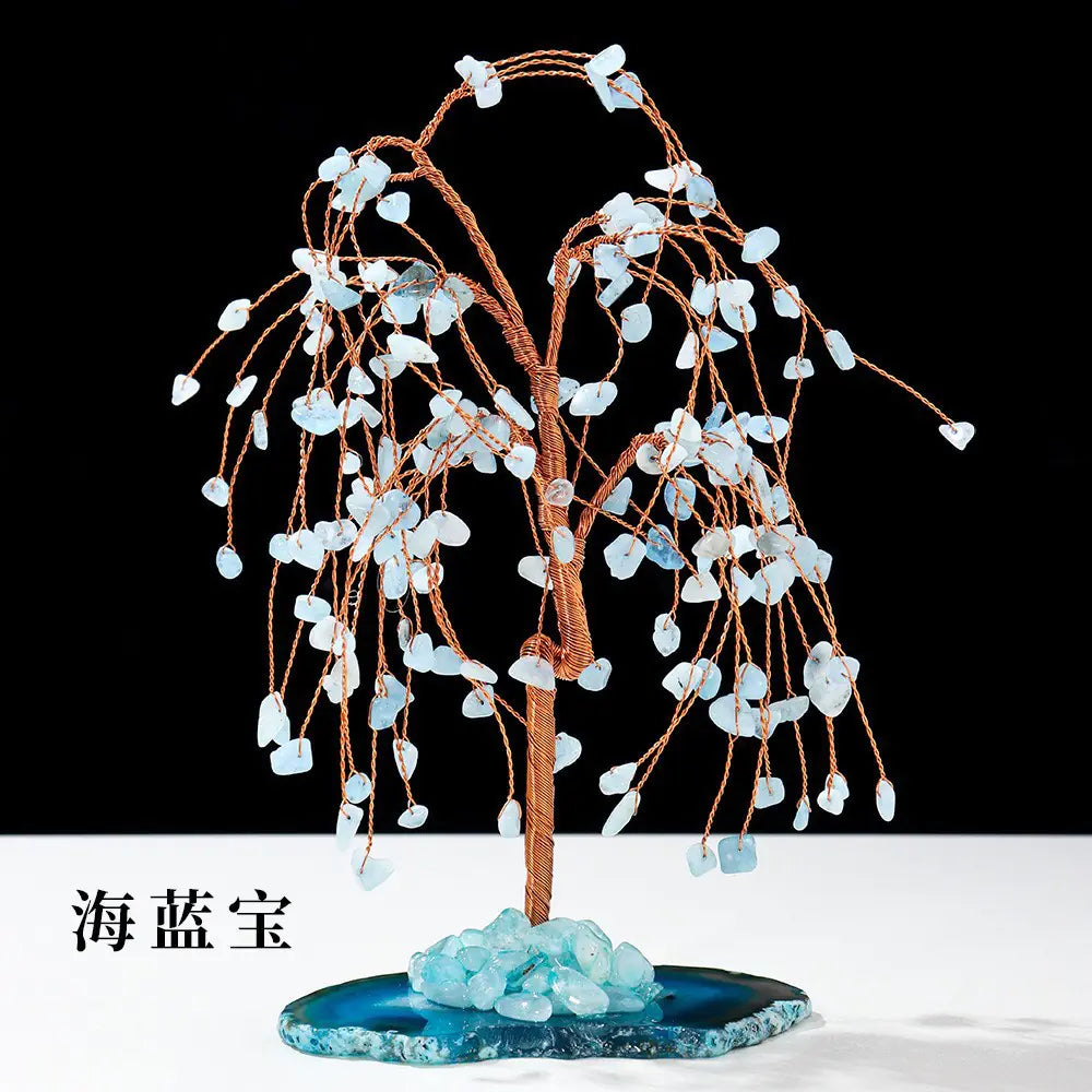 Natural Colorful Crystal Tree with Amethyst Base Decor