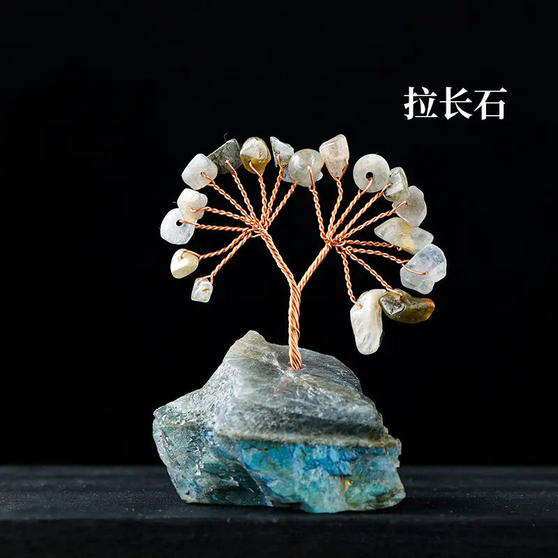 Natural Colorful Crystal Tree with Amethyst Base Decor