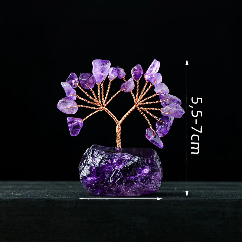 Natural Colorful Crystal Tree with Amethyst Base Decor