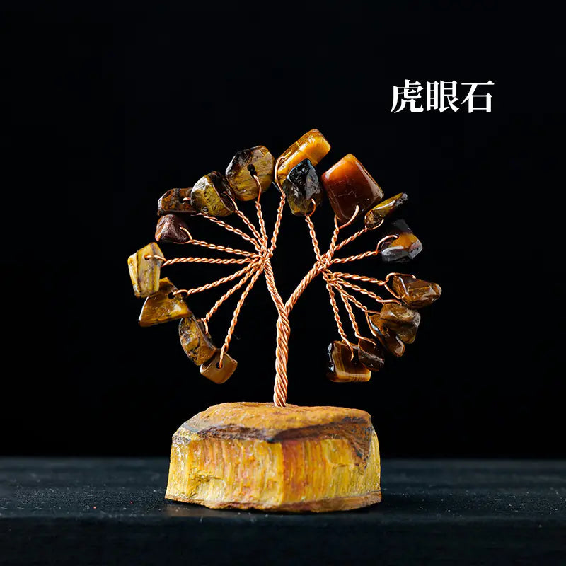 Natural Colorful Crystal Tree with Amethyst Base Decor