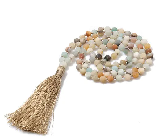 Handmade 108 Bead Knotted Mala Necklace (Trendy Style)