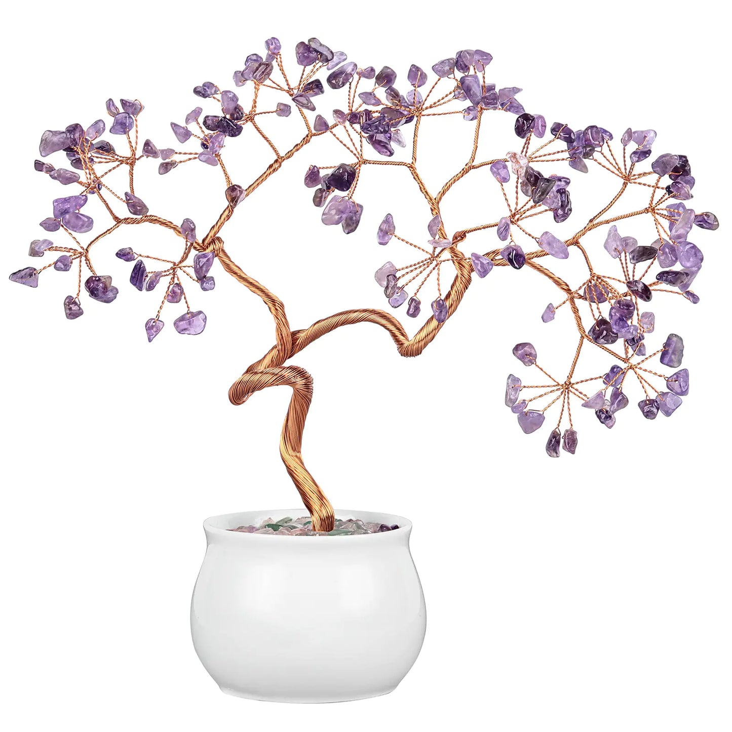 Creative Natural Crystal Tree with Ceramic Pot Decor