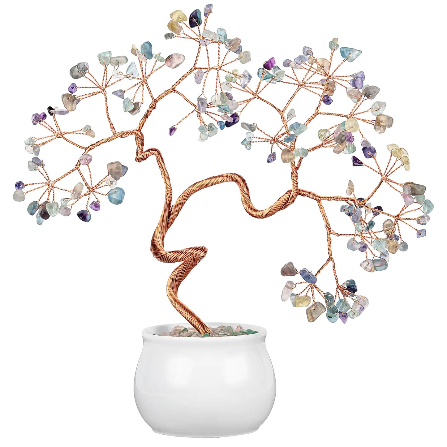 Creative Natural Crystal Tree with Ceramic Pot Decor