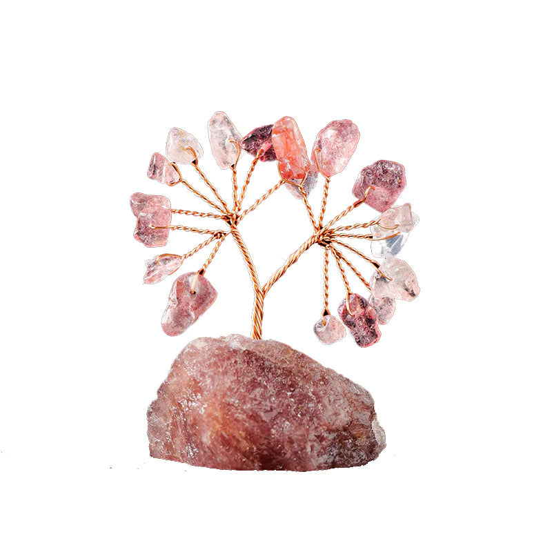 Natural Colorful Crystal Tree with Amethyst Base Decor