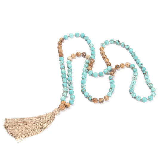 Handmade 108 Bead Knotted Mala Necklace (Trendy Style)