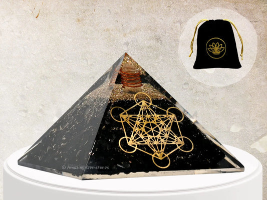 Large Orgone Pyramid | Shungite Pyramid Crystal | Metatron Cube Orgonite Pyramid | Organ Pyramids Positive Energy Healing