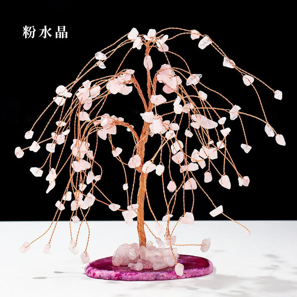Natural Colorful Crystal Tree with Amethyst Base Decor