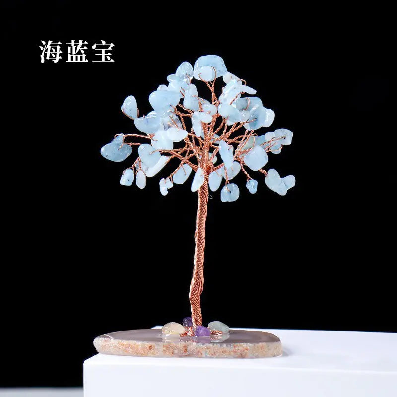 Natural Colorful Crystal Tree with Amethyst Base Decor