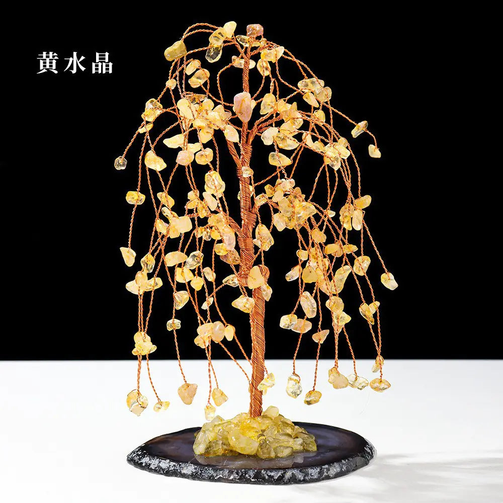 Natural Colorful Crystal Tree with Amethyst Base Decor