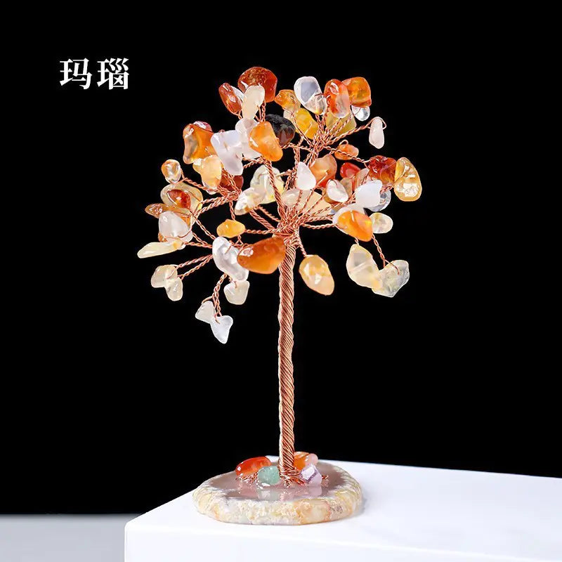 Natural Colorful Crystal Tree with Amethyst Base Decor