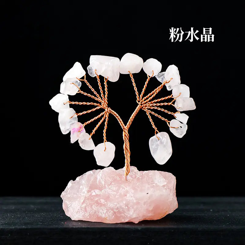 Natural Colorful Crystal Tree with Amethyst Base Decor