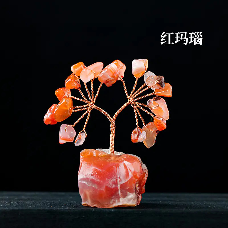 Natural Colorful Crystal Tree with Amethyst Base Decor