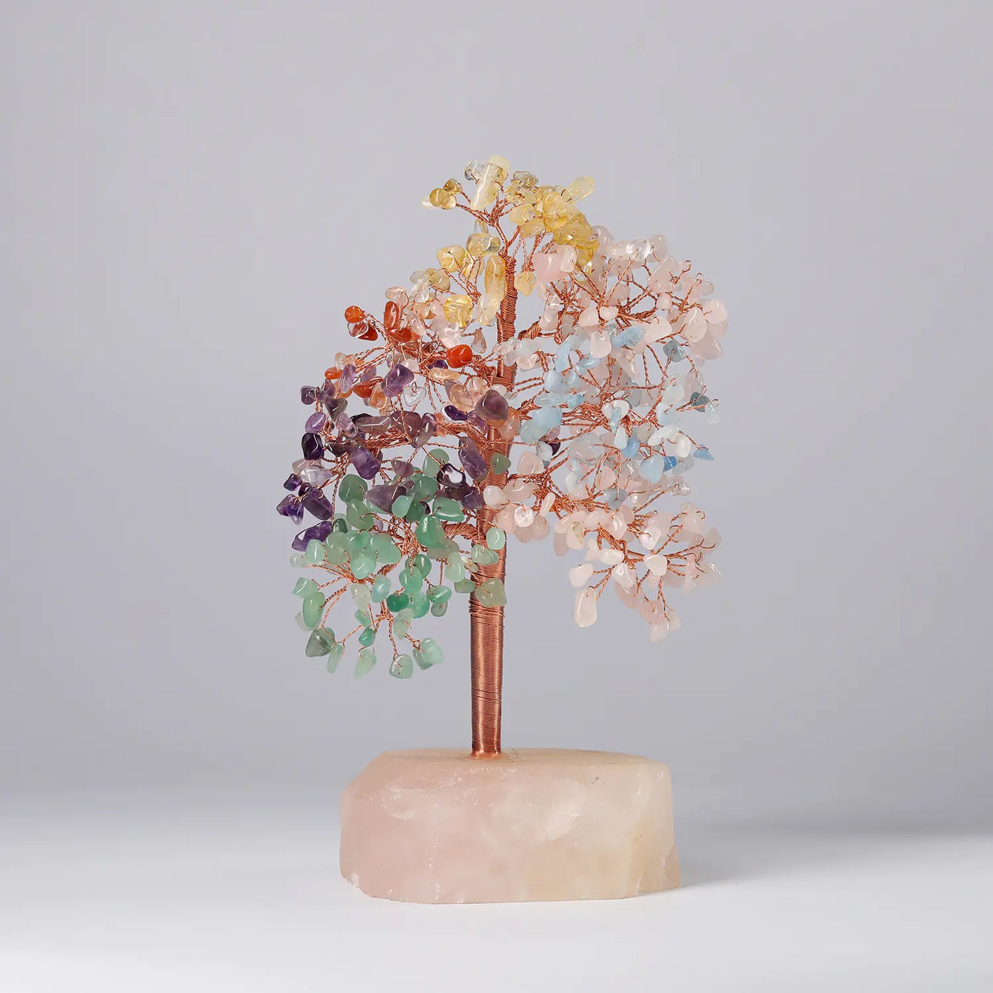 Natural Crystal Chip Handcrafted Copper Wire Tree Decor