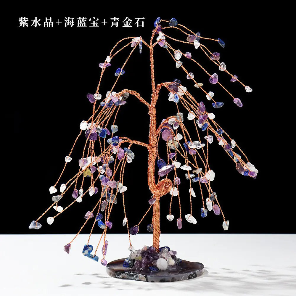 Natural Colorful Crystal Tree with Amethyst Base Decor